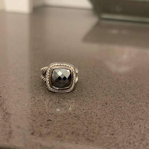 Albion Ring with Hematite & Diamonds 11mm Size 7. - Picture 4 of 12